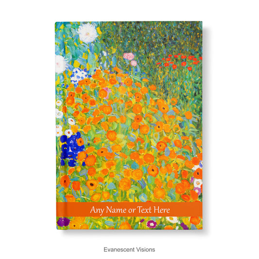 Personalised Notebook, Hardback  with  Klimt's  Bauerngarten artwork 