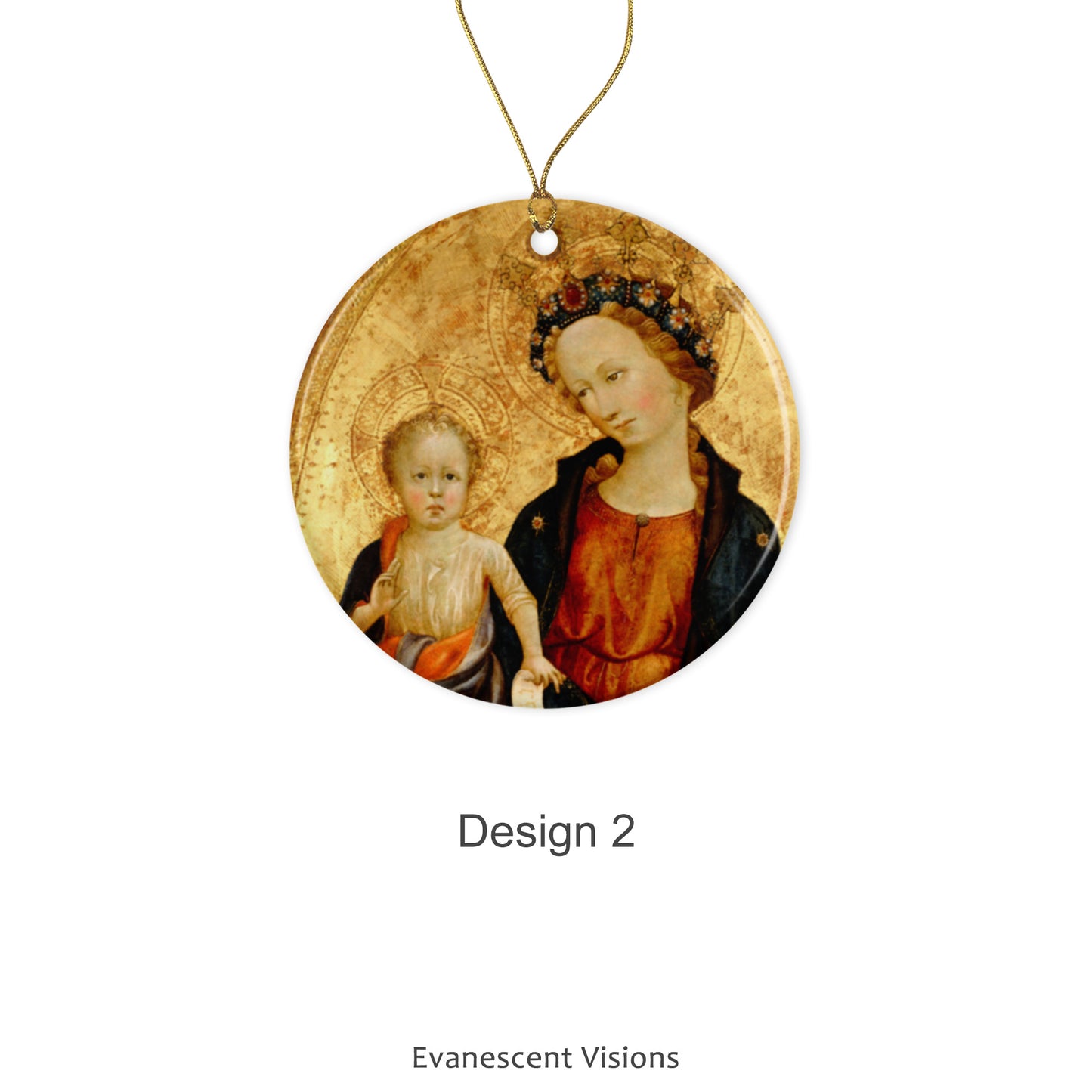 Design otpion 2 of the Madonna and Child ceramic Christmas ornament