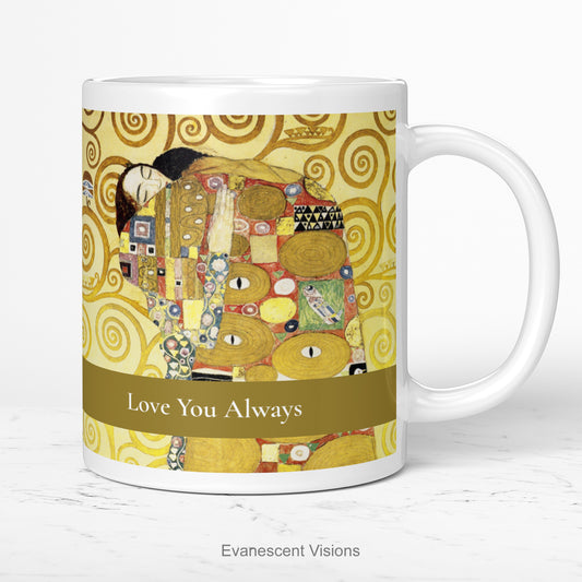 Personalised mug with Gustav Klimt's Fulfilment also known as The Embrace