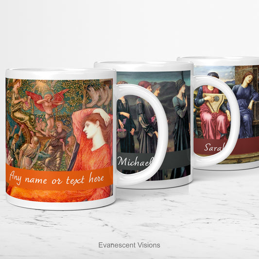 Personalised Mugs with a choice of Burne-Jones Pre-Raphaelite Paintings