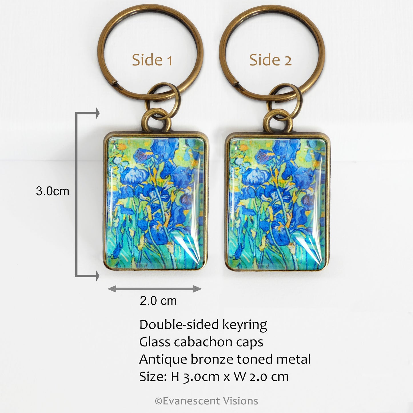 Van Gogh Irises Floral Double Sided Pendant Necklace