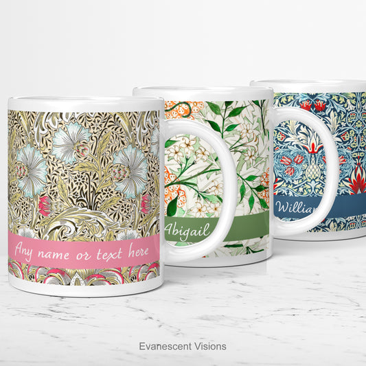 Personalised William Morris Patterned mugs