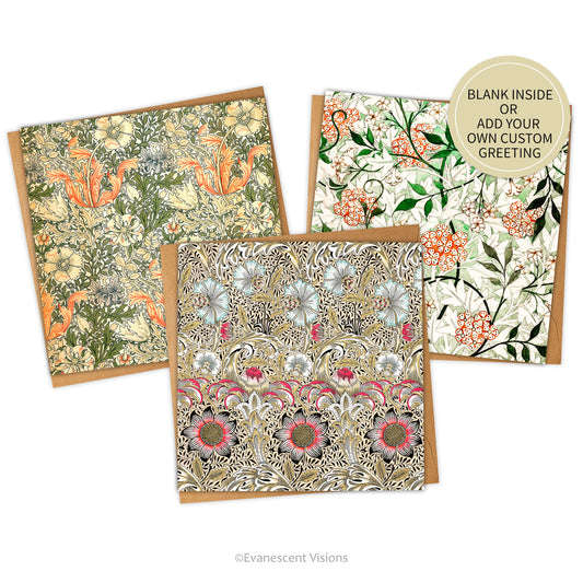 William Morris Floral Patterned Greeting Cards with envelopes