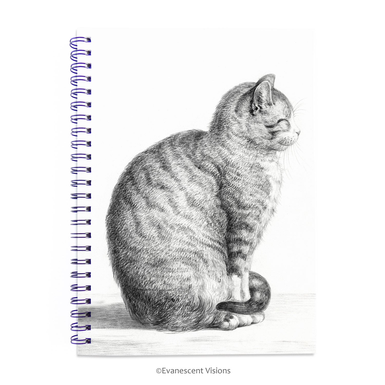 Sitting Cat Illustration Fine Art Spiral Bound Notebook