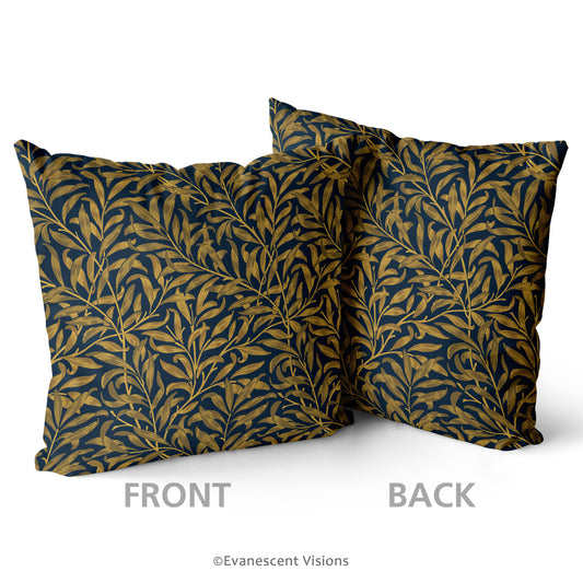 front and back sides of the front of the william morris willow bough cushion