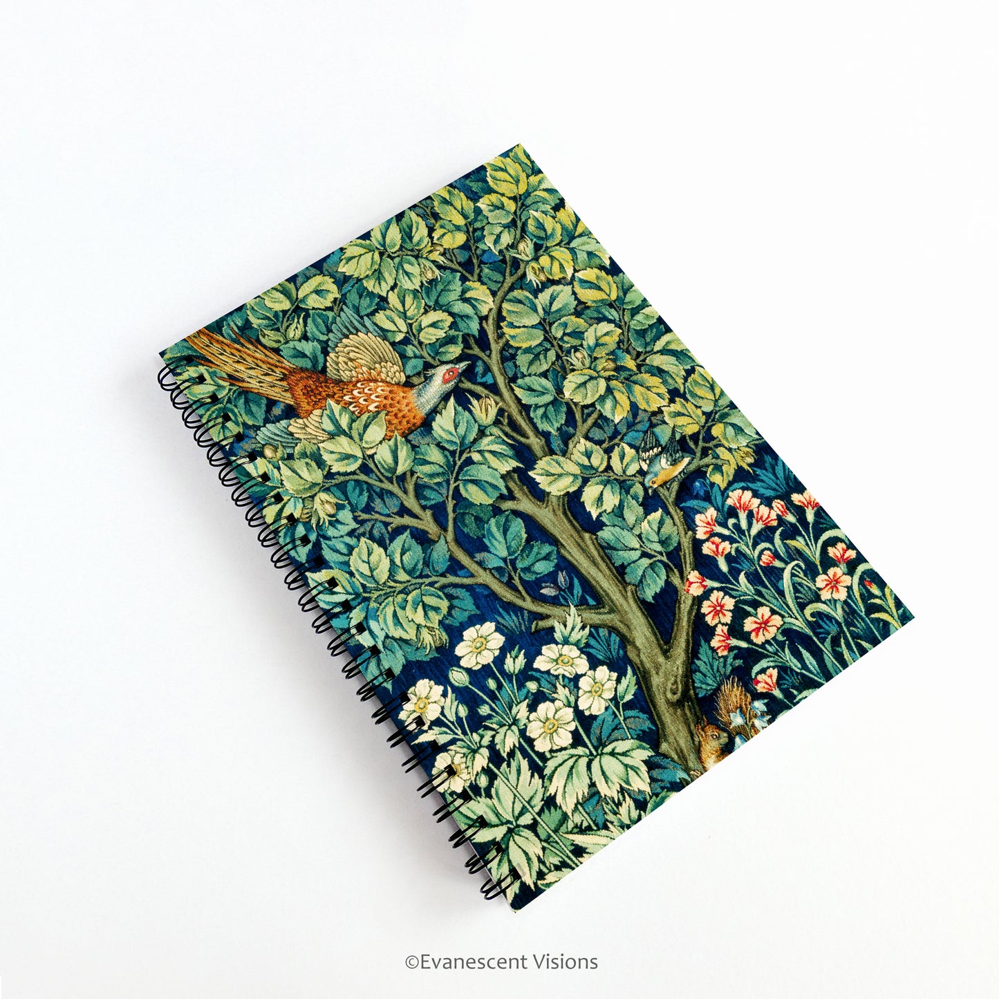 Evanescent Visions William Morris Cock Pheasant Design Fine Art Spiral Bound Notebook
