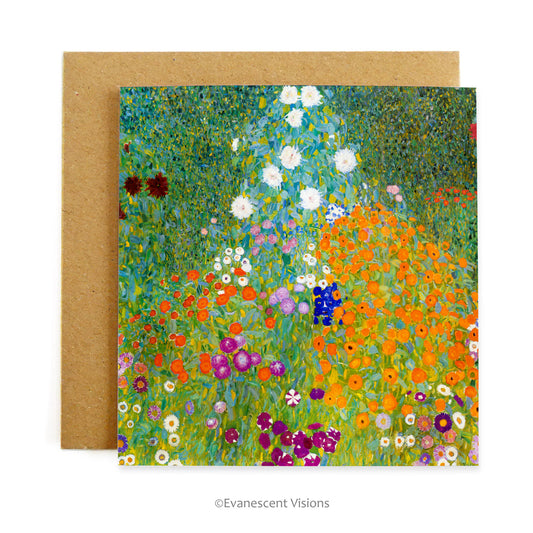 Klimt Bauerngarten Fine Art Floral Greeting Card with envelope