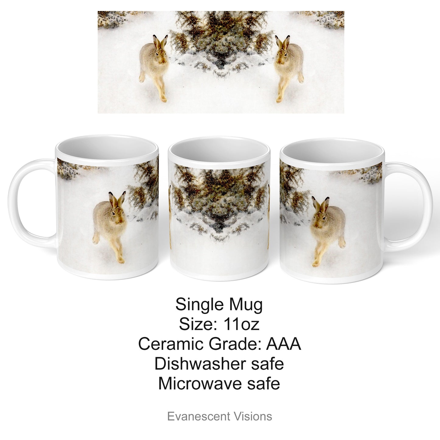 Product details for the Winter Hare Fine Art Christmas Mug