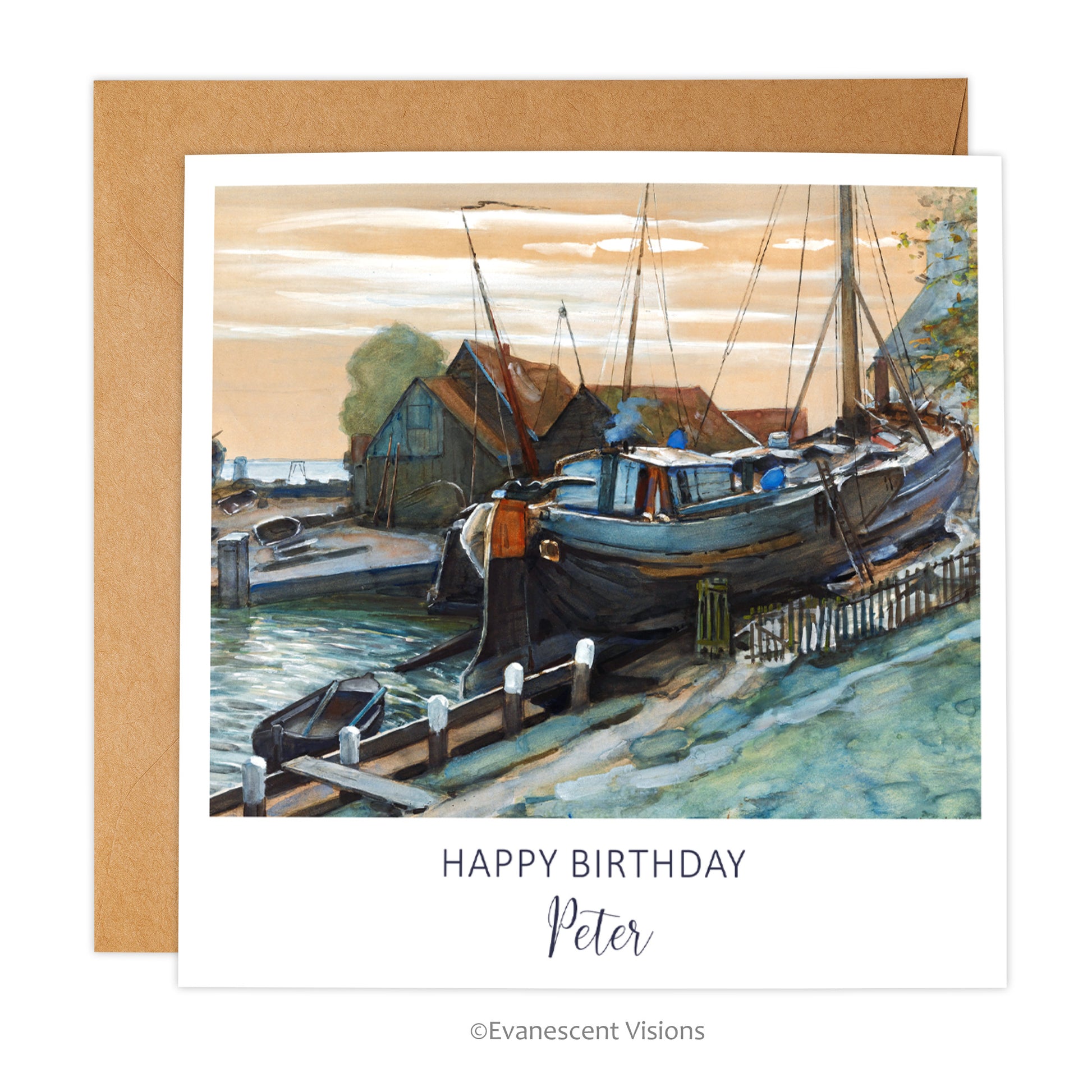 Mondrian Drydock at Durgerdam Personalised Birthday Card with envelope
