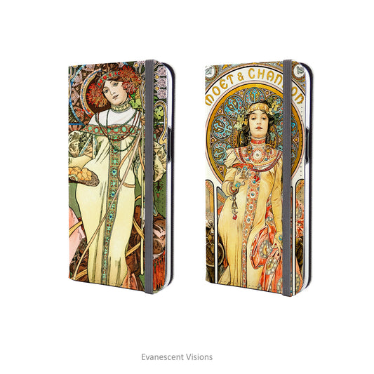 iPhone Art Wallet Phone Case with Alphonse Mucha designs Autumn and Möet & Chandon