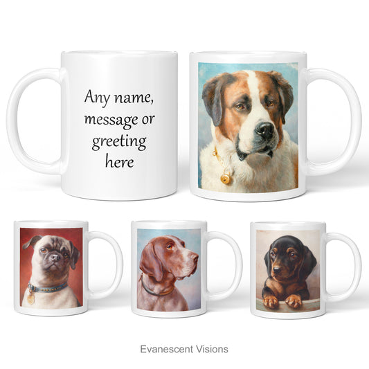 Fine Art Personalised Dog Portrait Art Mugs