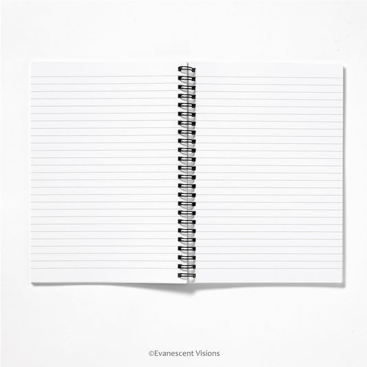 view of the lined paper pages inside the notebook