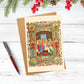 Christmas Card with Vintage Nativity image on table with pen