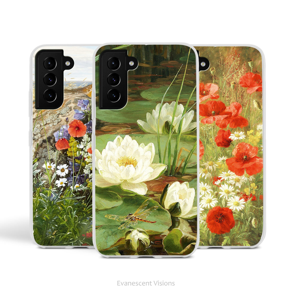 Floral Art Phone Case for Samsung Phones, Wildflowers, Poppies & Lilies, Flexilble Slim Case