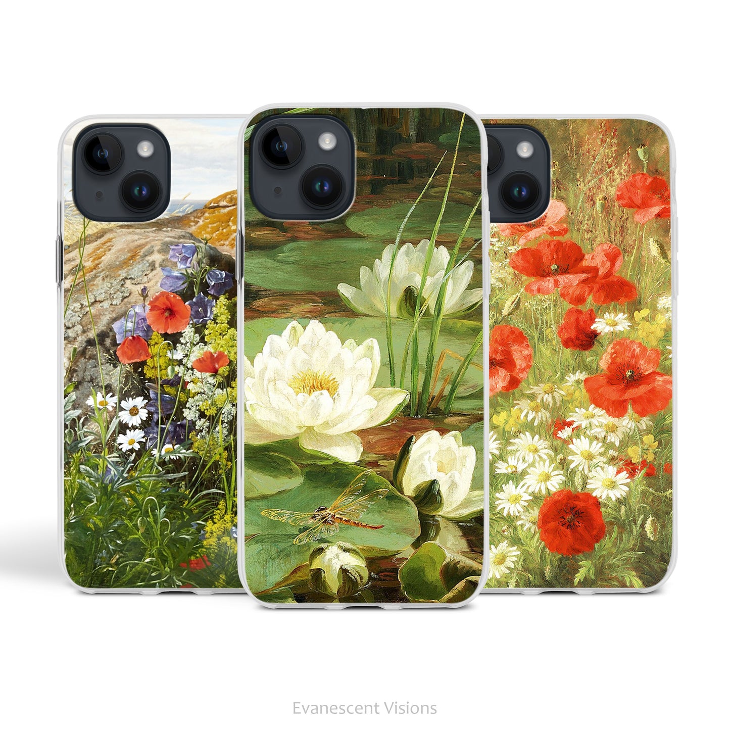 Wildflowers, Poppies & Lilies Art Phone Case for iPhones 16, 15, 14, 13, 12, 10, SE2020