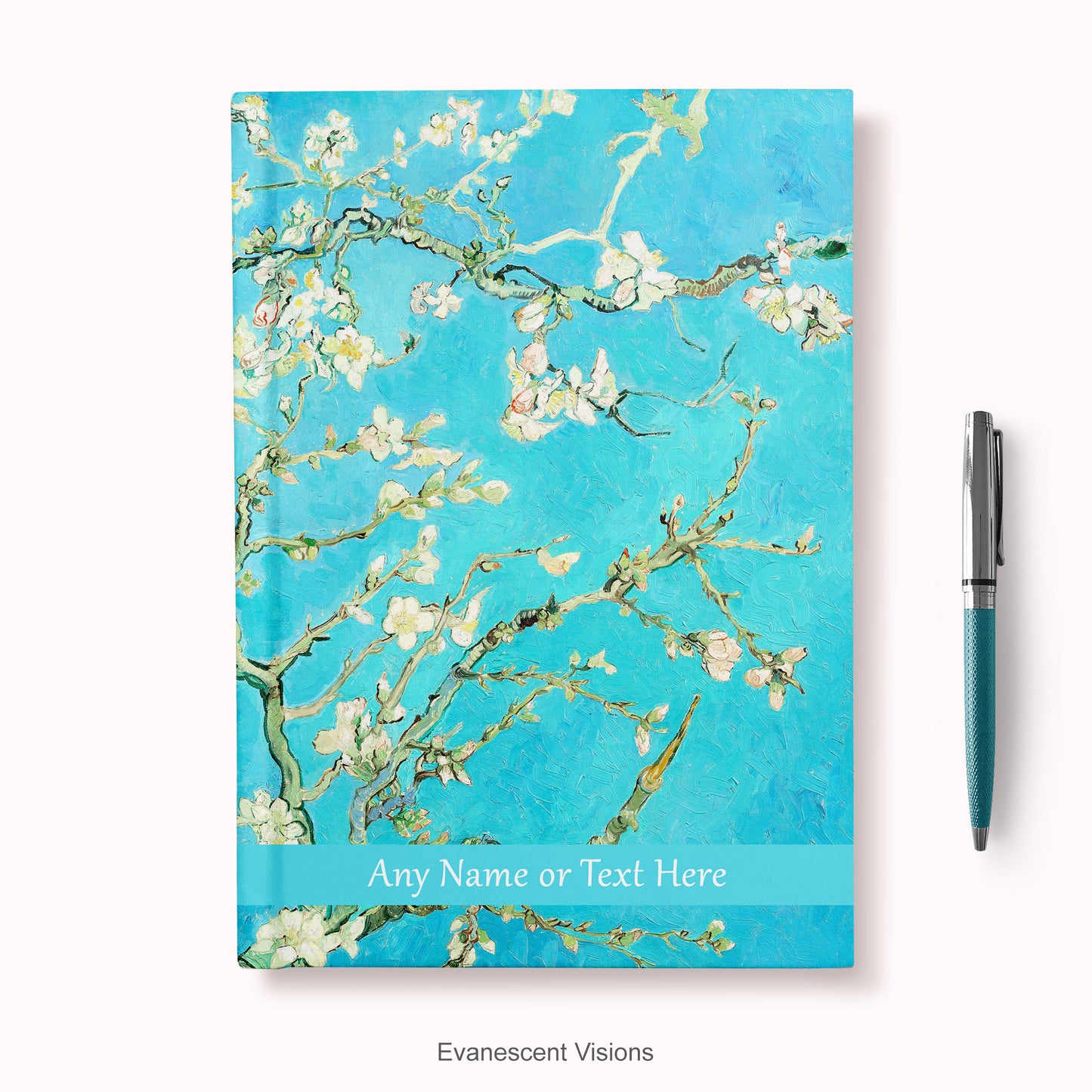 Personalised hardcover notebook, with Van Gogh's Almond Blossom