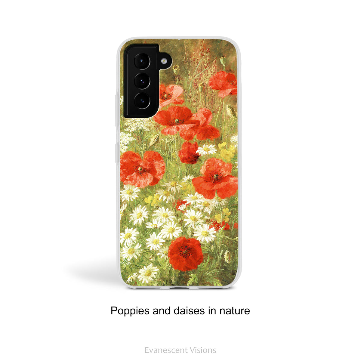 Floral Art Phone Case for Samsung Phones, Wildflowers, Poppies & Lilies, Flexilble Slim Case