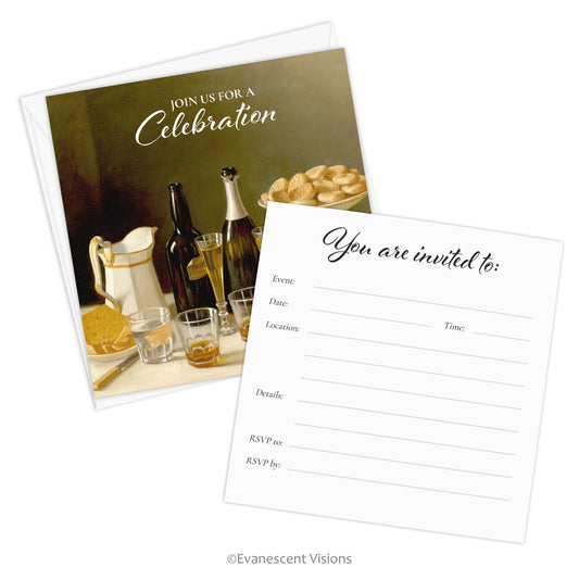 Artistic All Occasions Invitation, Blank Fill-In Invite, Single or Pack