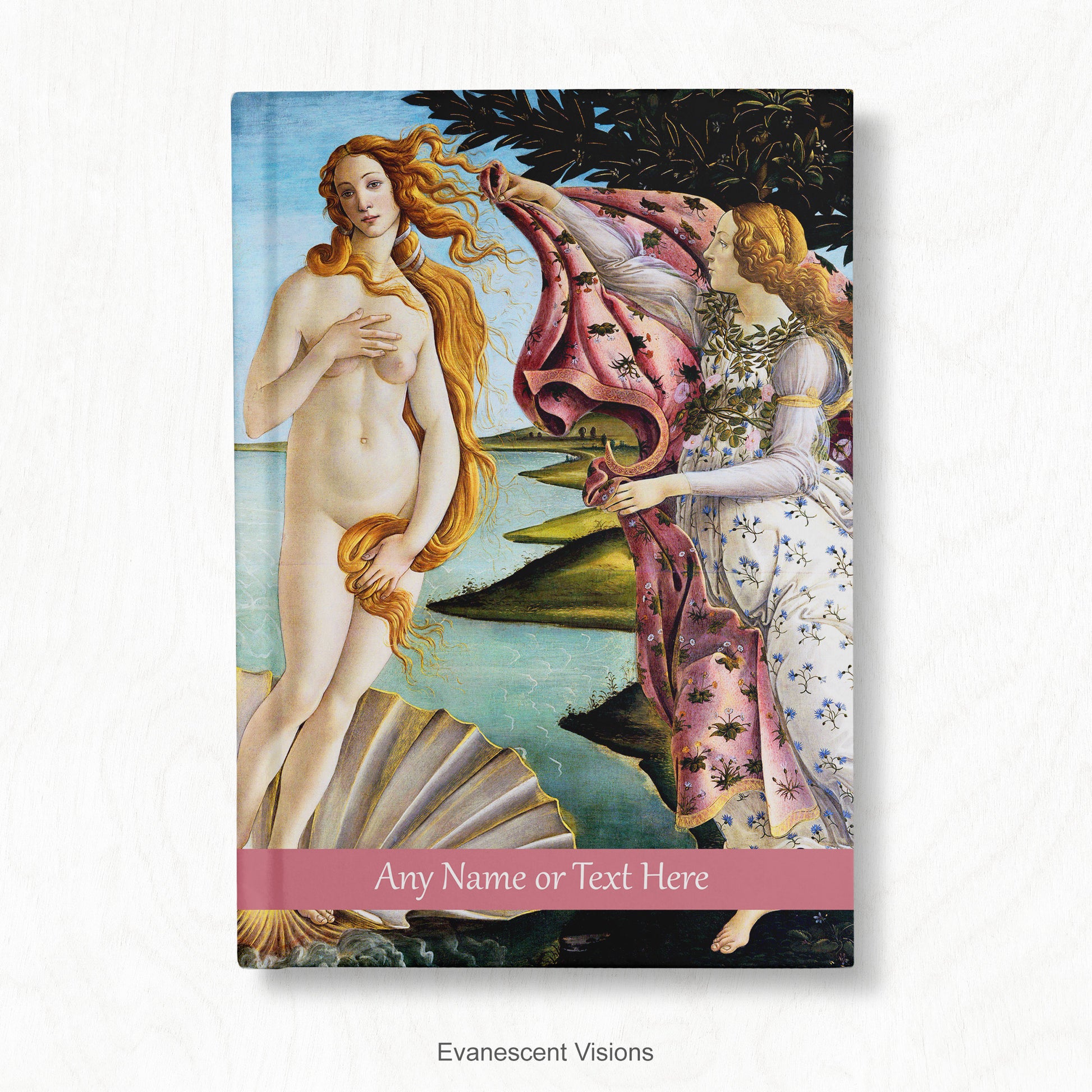 Personalised A4 or A5 Hardback notebook with design 'Birth of Venus' by Botticelli