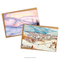 Two cards and envelopes with snowy landscape images from the art of Charles Herbert Moore