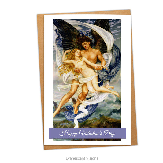 Personalised Valentine's Card and envelope with image from Boreas and Oreithyia by Evelyn De Morgan