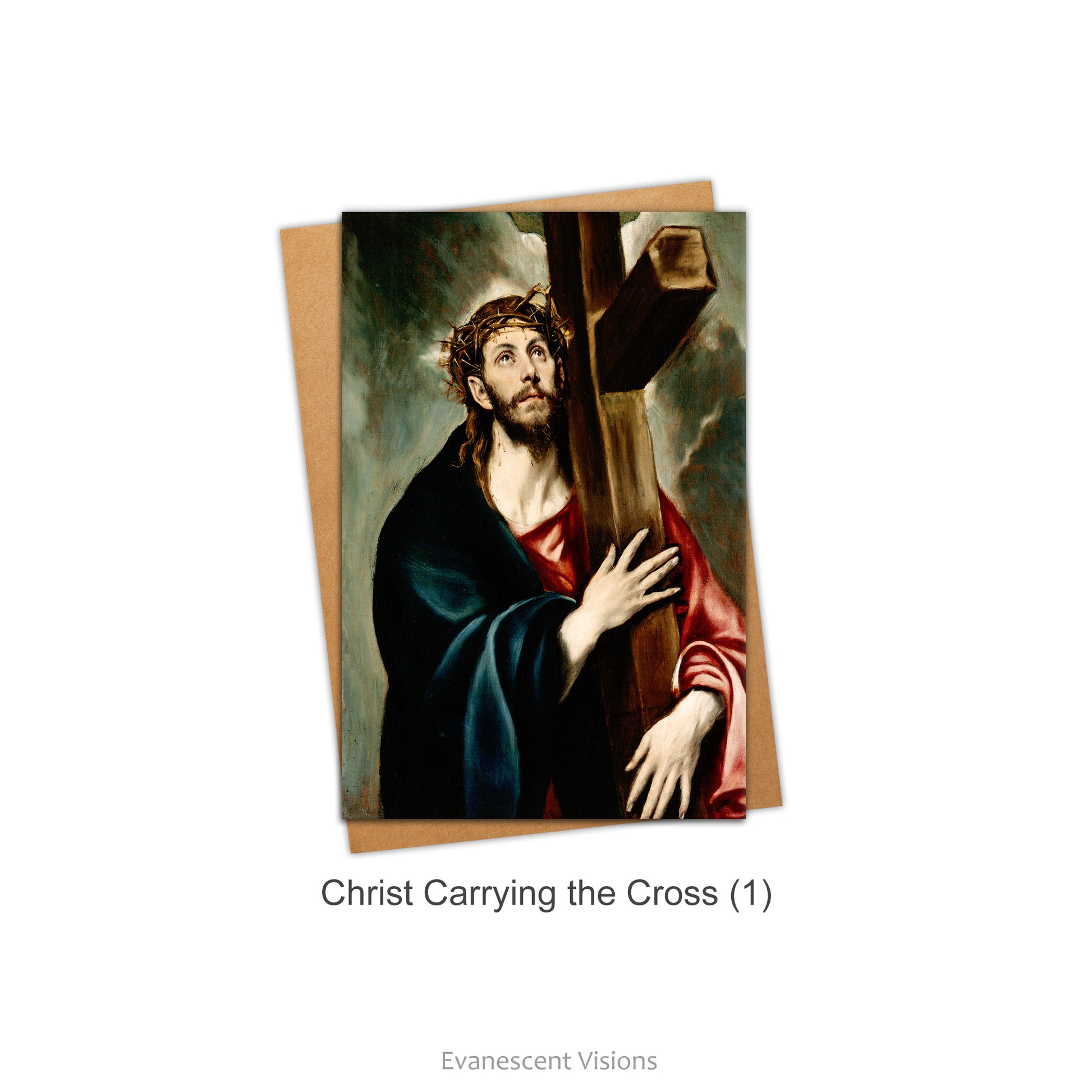 Design Option 1. Card with envelope. Card has image from the painting 'Christ Carrying the Cross' by El Greco.