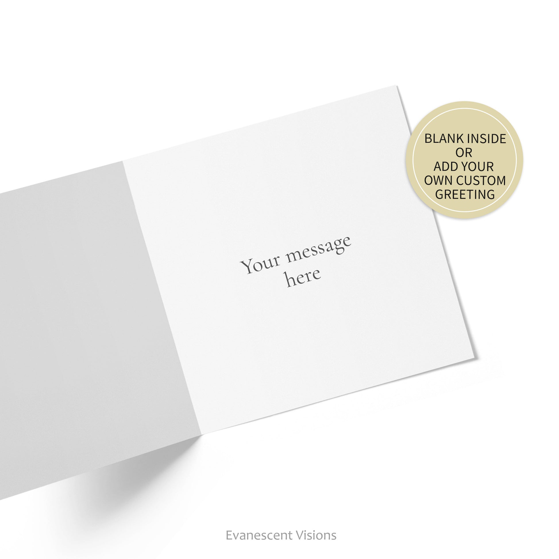 Inside card view with example of personalised greeting.