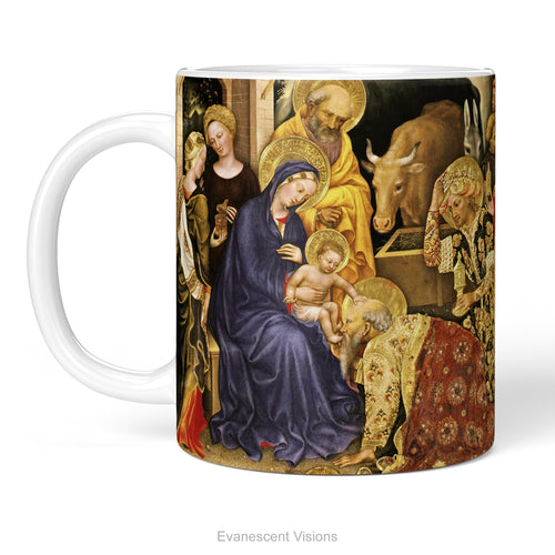 Ceramic mug with print of painting 'The Adoration of the Magi' by Gentile Fabriano.