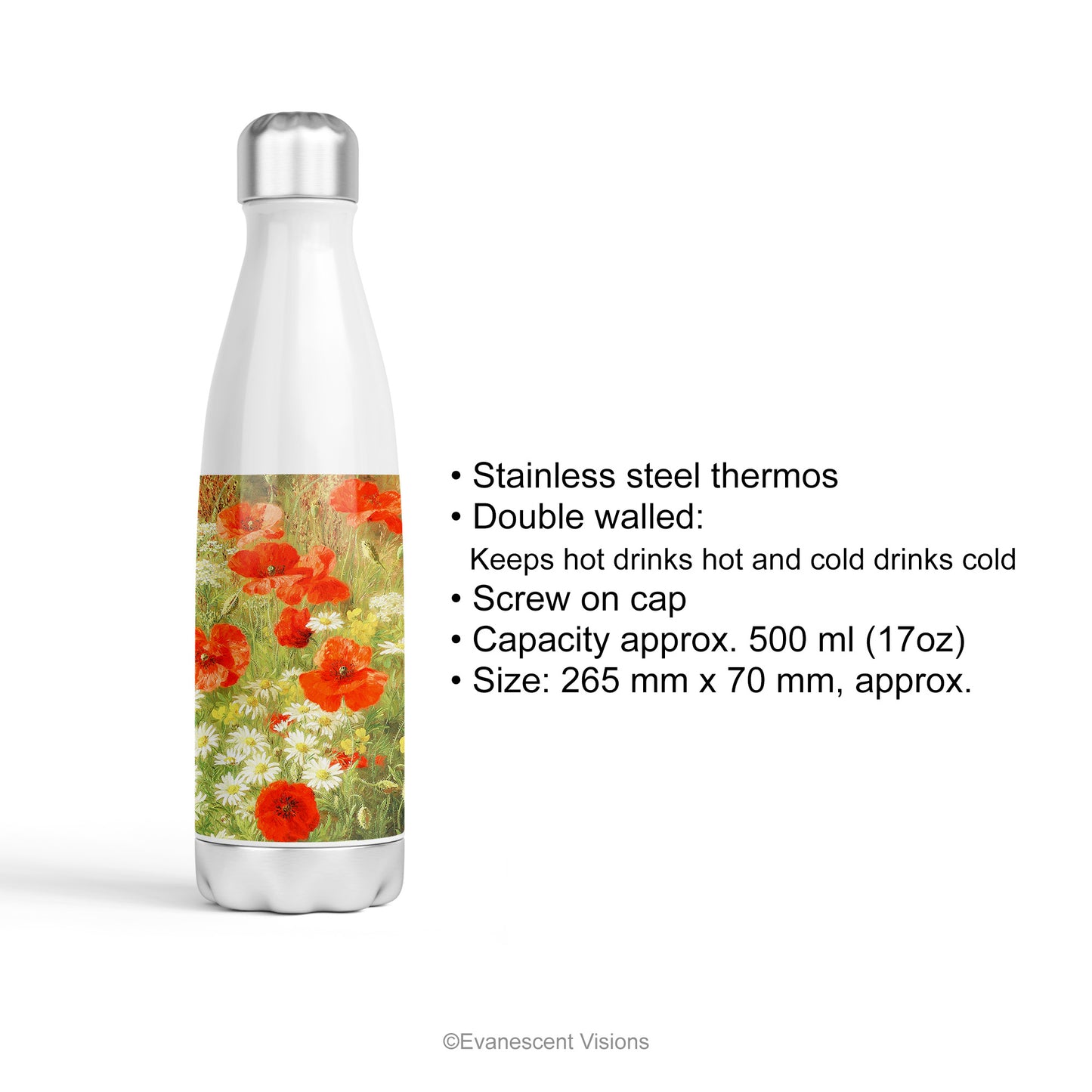 Wildflower Art Personalised Stainless Steel Water Bottle product details