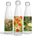Three Stainless Steel Thermos Water Bottles decorated with Wildflower Paintings