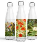 Three Stainless Steel Thermos Water Bottles decorated with Wildflower Paintings