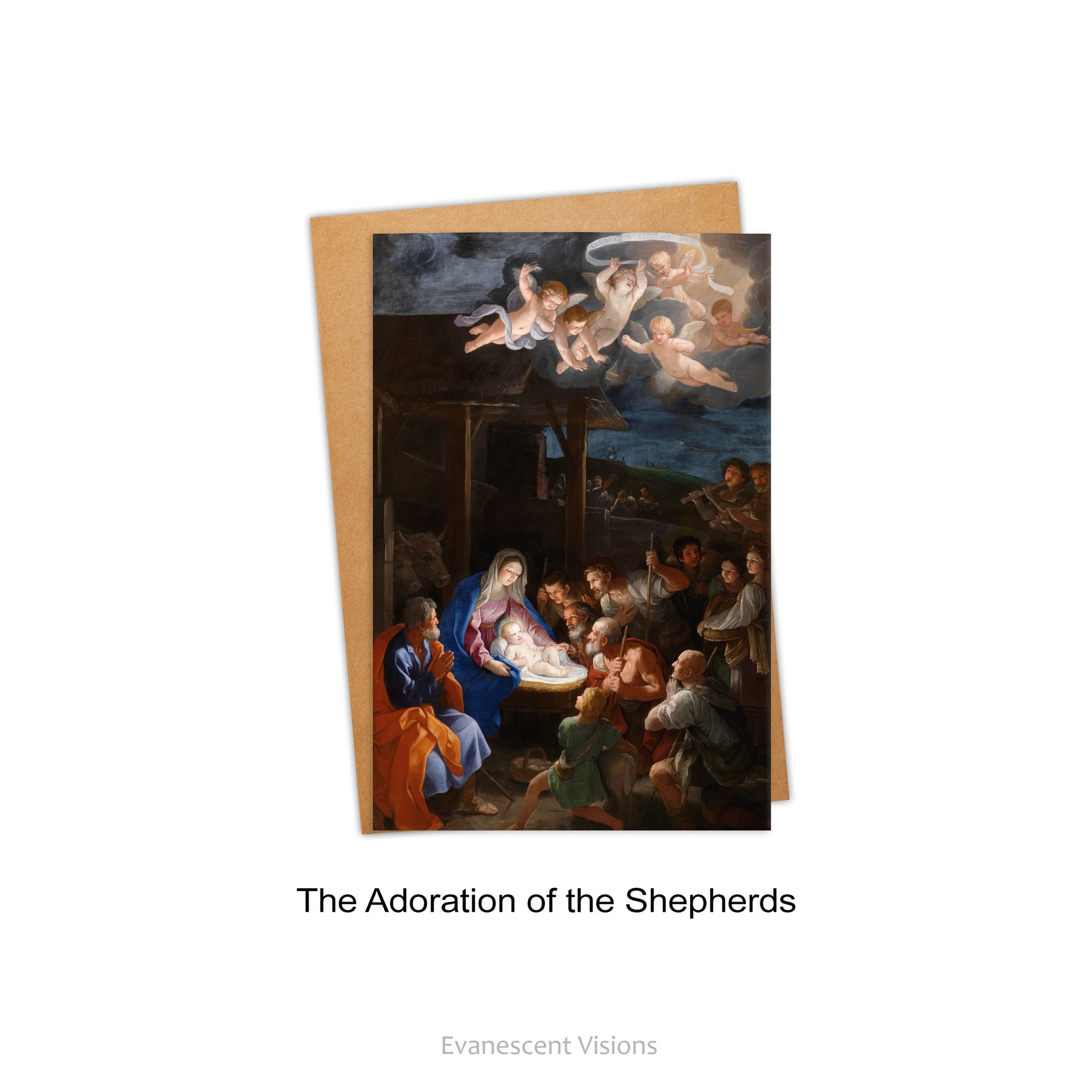 Adoration of the Shepherds deisgn option Renaissance and Baroque Religious Fine Art Christmas Card