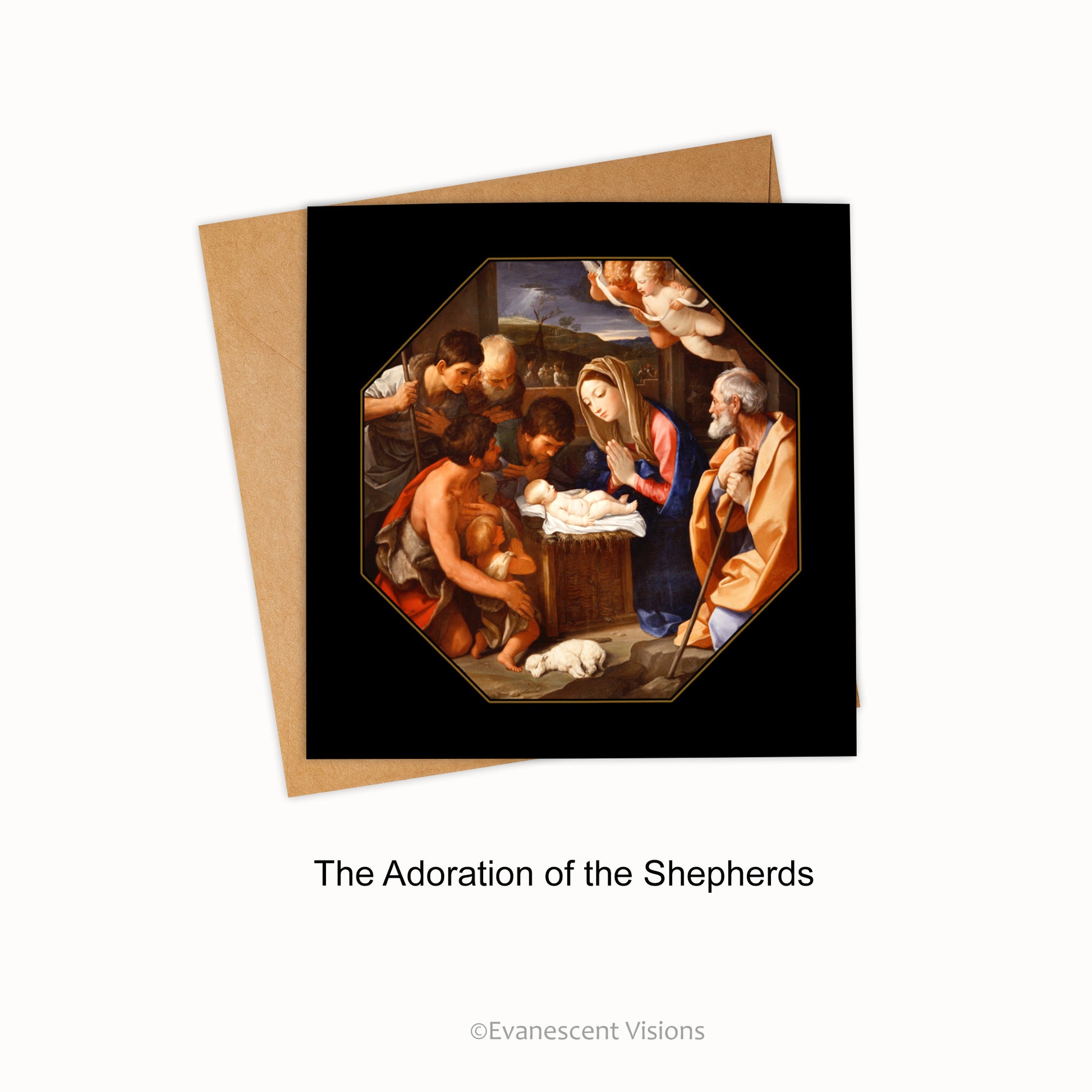 Adoration of the Shepherds design Renaissance Christmas Nativity Religious Greeting Card