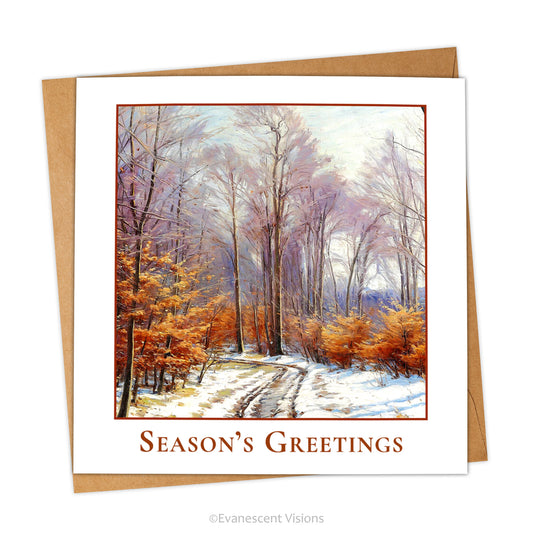 Winter Woods Traditional Christmas Card with artwork by Sigvard Hansen, with an envelope.