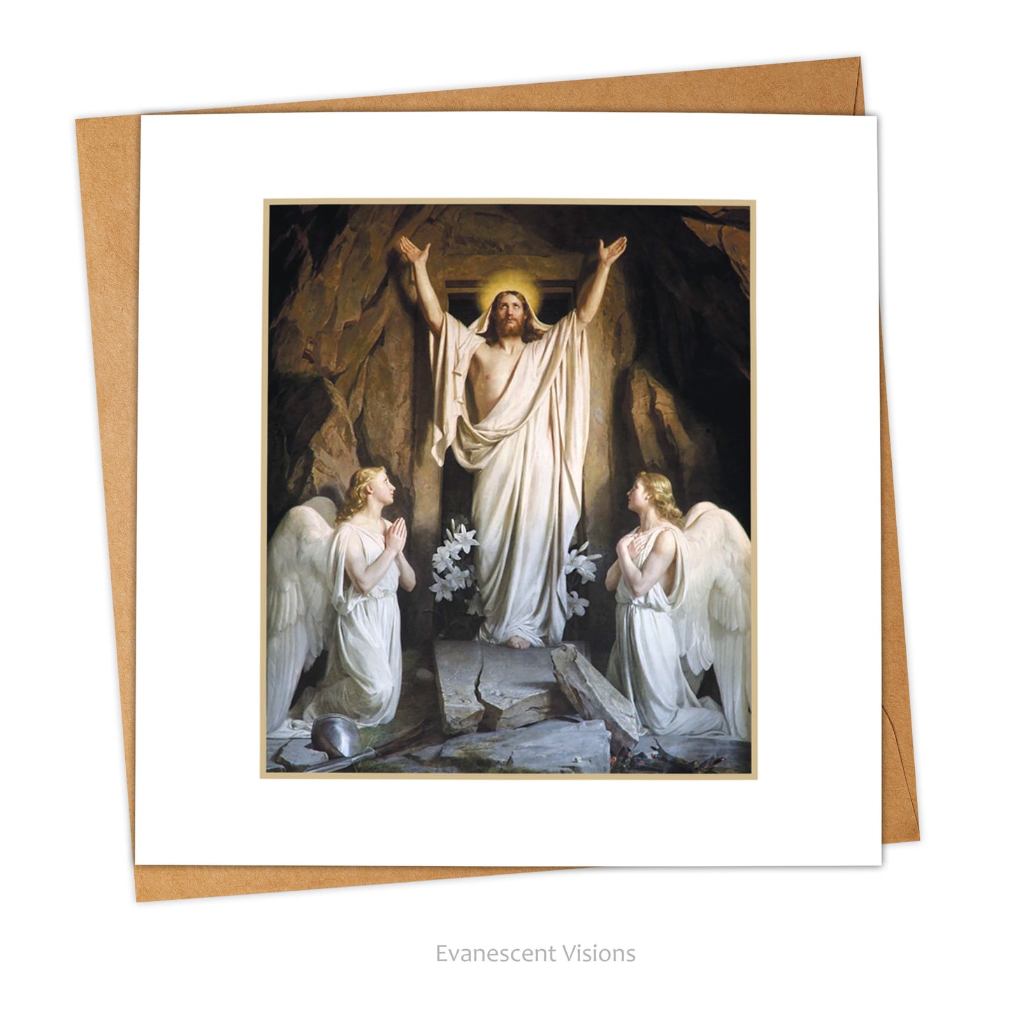 Resurrection of Christ Religious Easter Card and envelope with  design from painting 'the Resurrection'  by Carl Heinrich Bloch