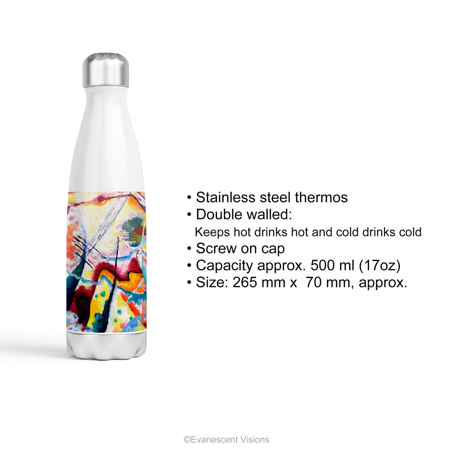Kandinsky Art Personalised Stainless Steel Water Bottle product details