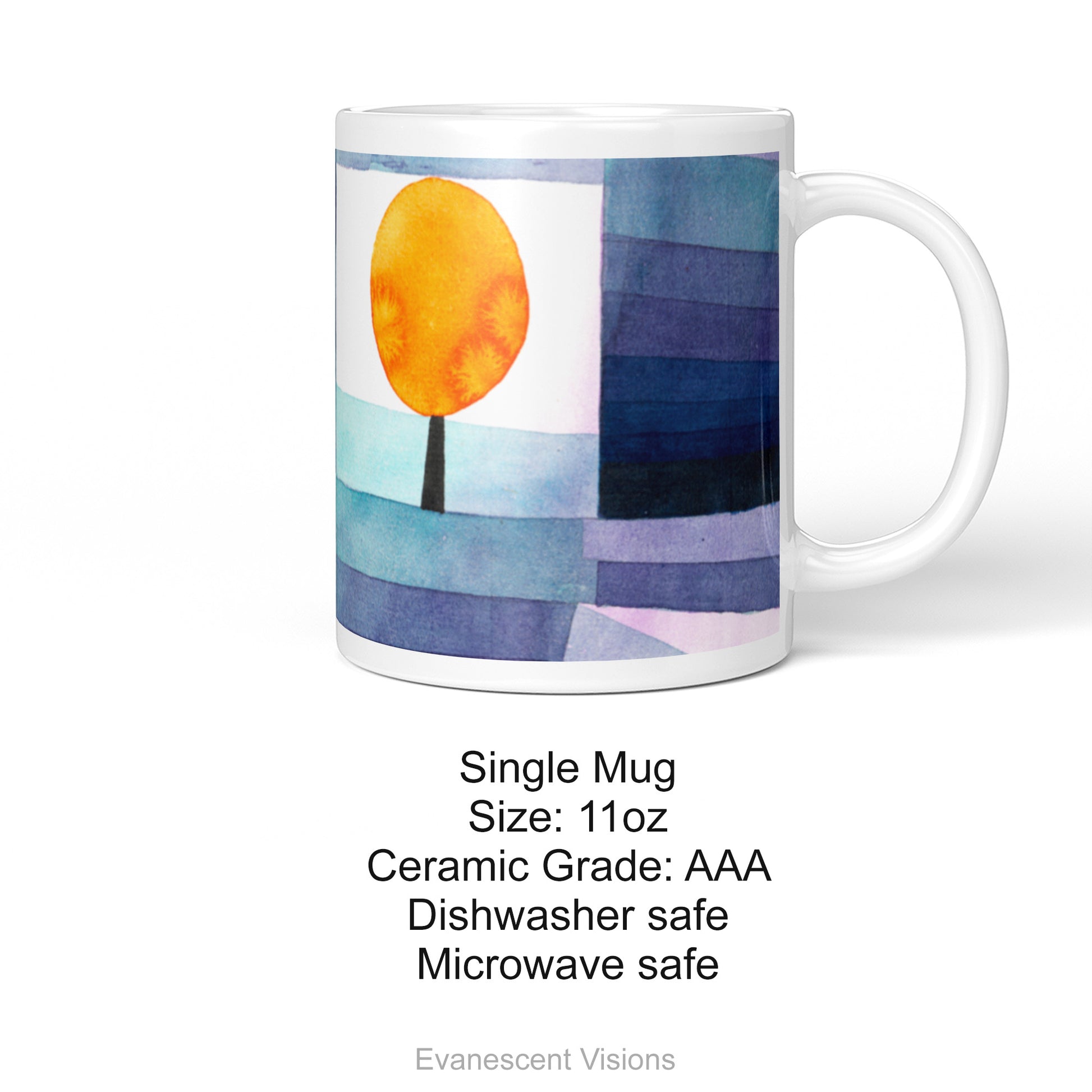 Prodcut details for the Blue Abstract Art Ceramic Mug