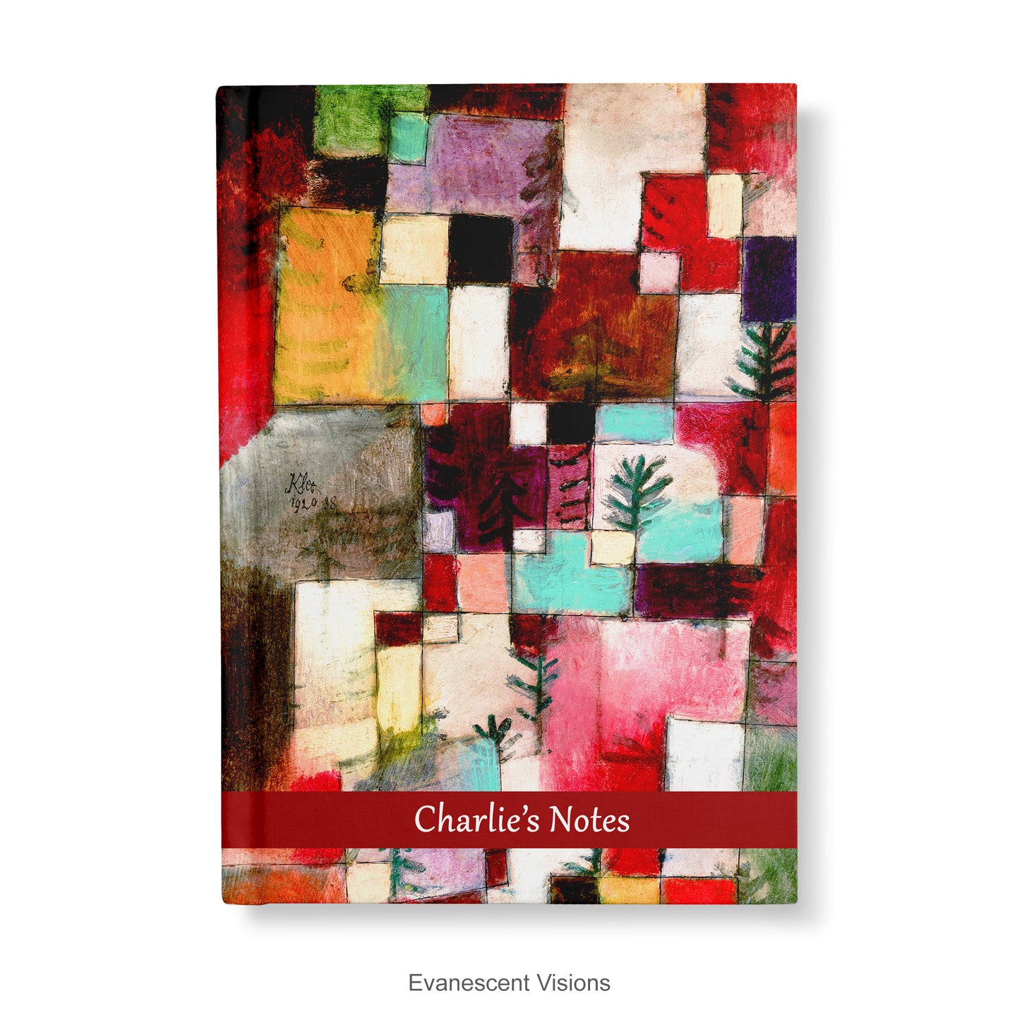 Personalised Notebook, Hardback decorated with Paul Klee Abstract Art