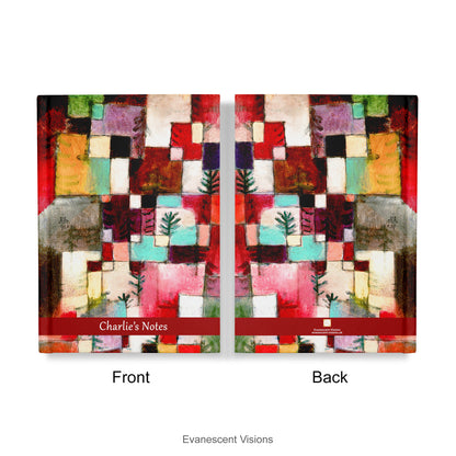 Front and back views of the Personalised Notebook, Hardback decorated with Paul Klee Abstract Art