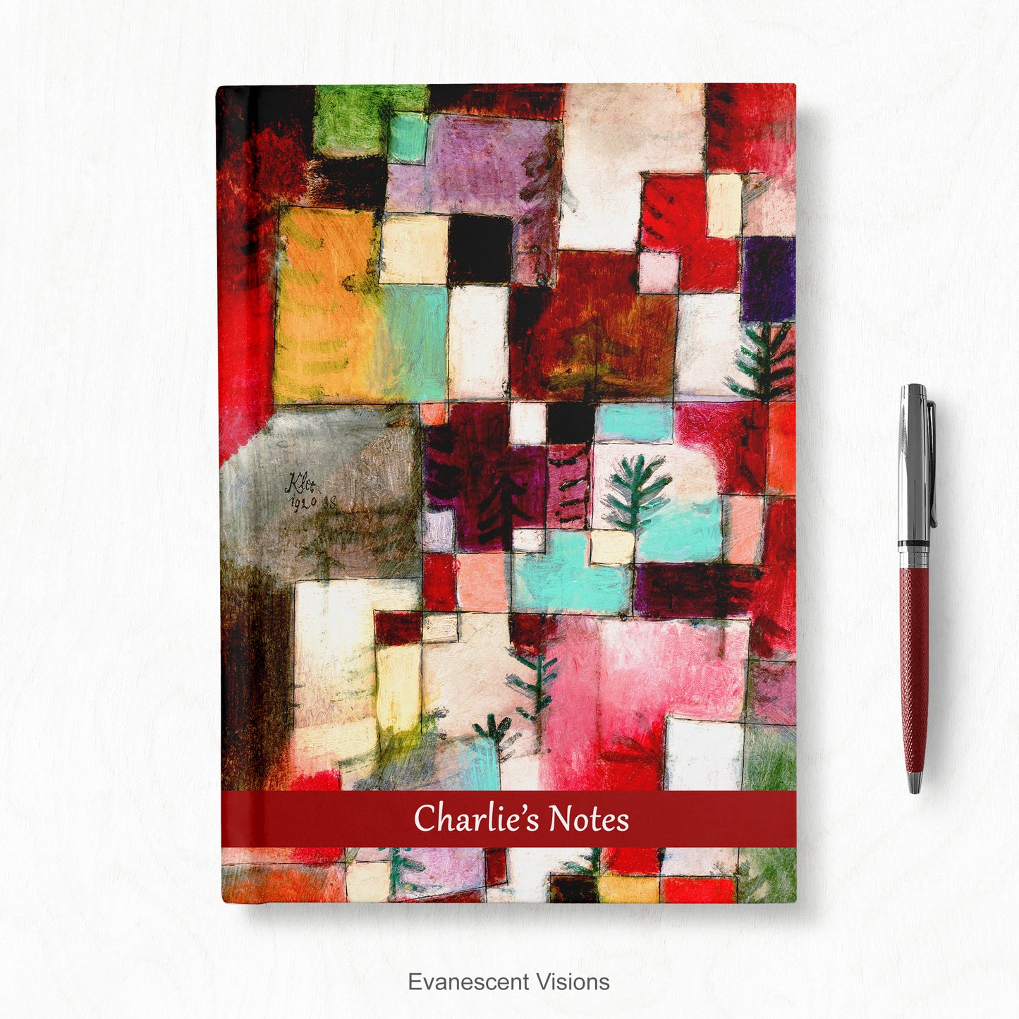 Personalised Notebook, Hardback decorated with Paul Klee Abstract Art