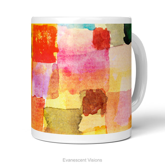 Colourful Abstract Art Ceramic Mug with artwork by artist Paul Klee