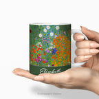 Hands holding the Bauerngarten ceramic  personalised mug.
