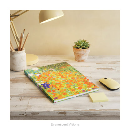 Klimt Bauerngarten Floral Hardback Notebook, A4, A5, Blank, Lined, Graph Paper