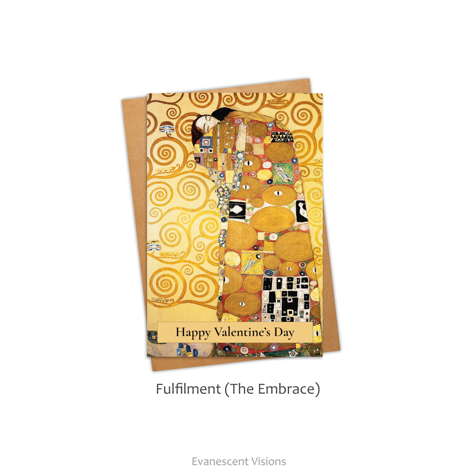 Personalised Valentine Card with design option 'Fulfilment (the Embrace)' by Gustav Klimt