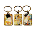 Klimt Art Keyring, Kiss, Embrace, Lady with a Fan, Double Sided