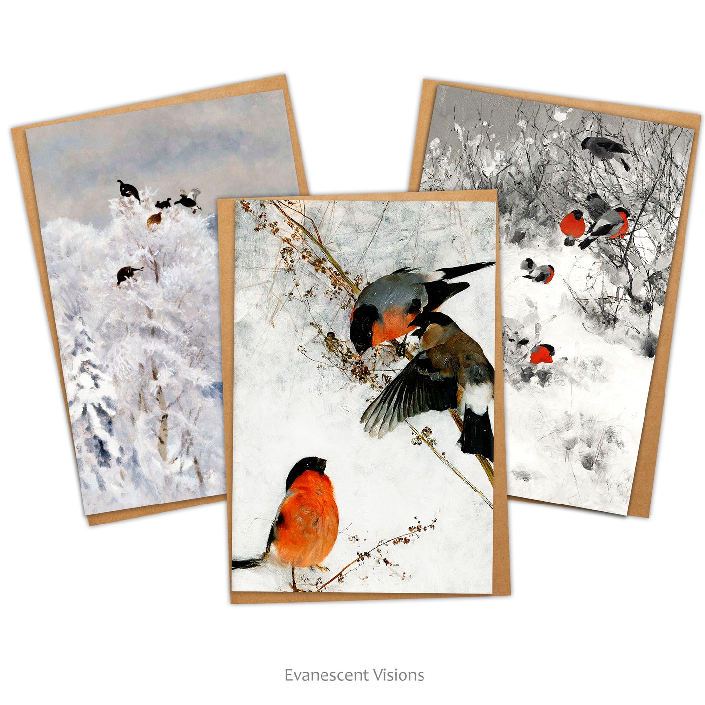 Bruno Liljefors Snowy Winter Scenes with Birds Fine Art Cards