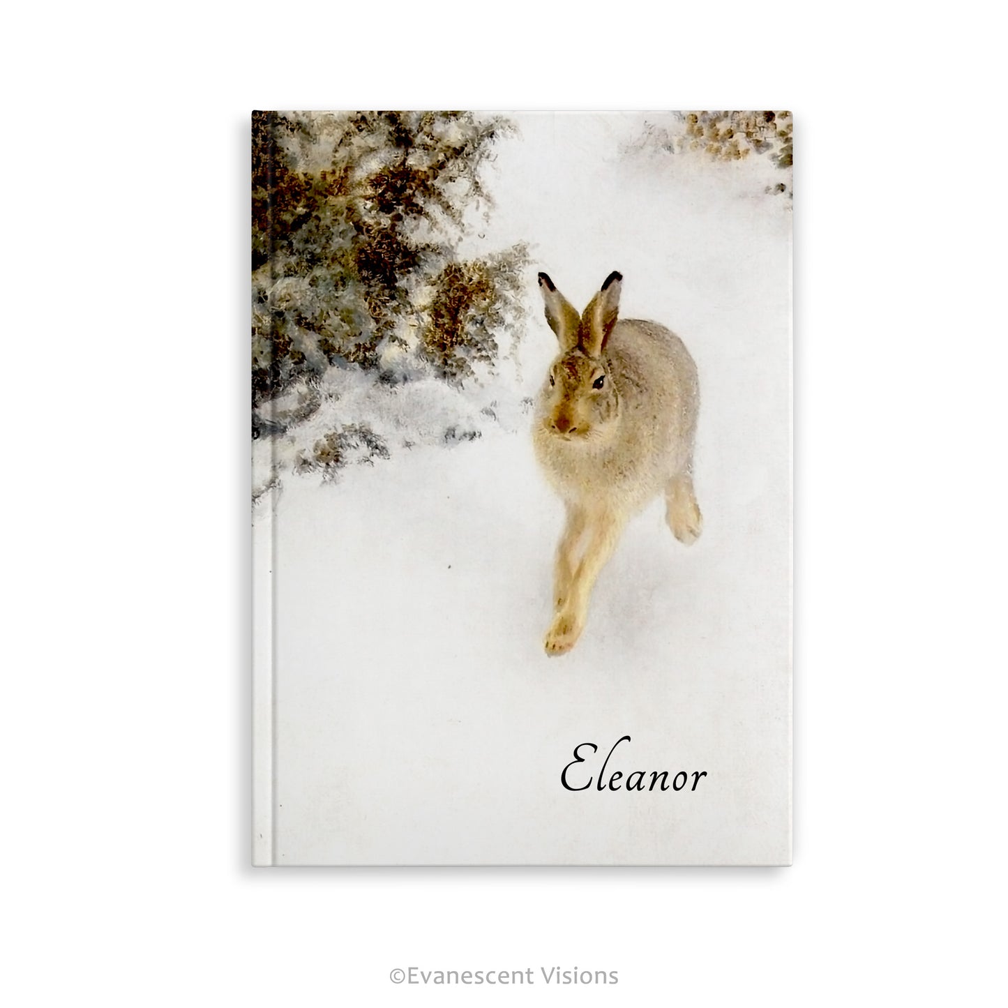 Personalised Hardback Notebook with artwork 'Winter Hare' by Bruno Liljefors 