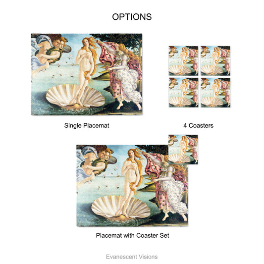 Birth of Venus Artistic Fabric placemat and coasters