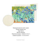 Placemat and coaster with design of  'Irises' by Vincent Van Gogh (1853-1890).  Product details for placemat and coaster. Front design, plain back, durable polyester linen, edge sticked, machine washable. Placemat size approx 40x30cm (15"x11"). Coaster size approx 11x11cm (4"x4")