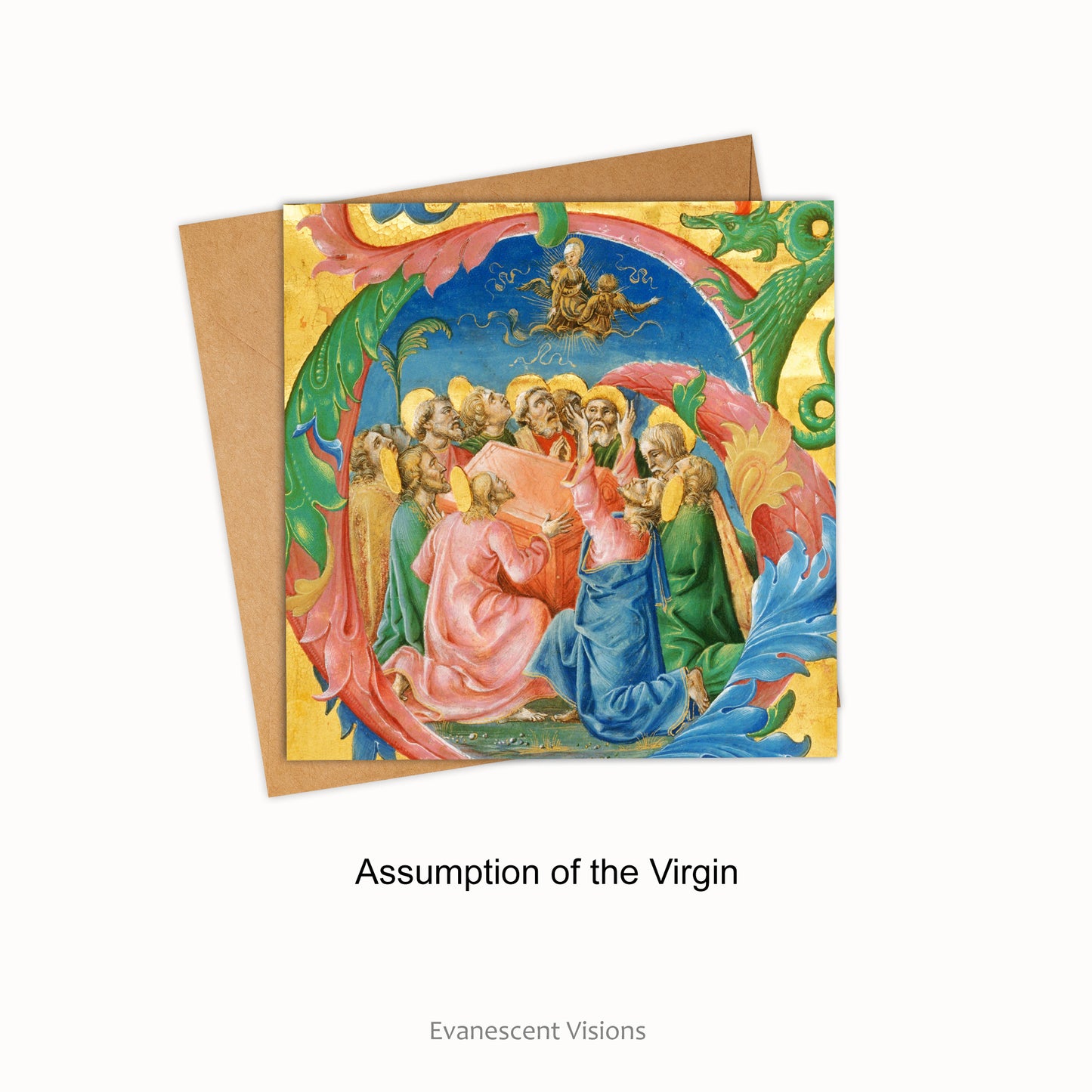 Assumption of the Virgin deisgn option.Christmas Medieval Illuminations Religious Greeting Card